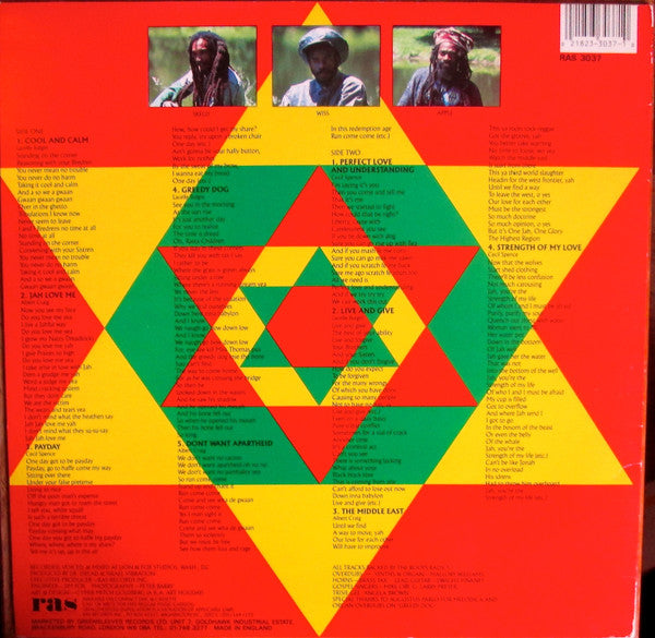 Image of Back Cover of LP - VG/VG+ - ISRAEL VIBRATION, Strength Of My Life (Real Authentic Sound; RAS 3037, UK 1988), Superficial lines only.,  - 3026216E