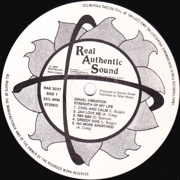 Image of Label Cover of LP - VG/VG+ - ISRAEL VIBRATION, Strength Of My Life (Real Authentic Sound; RAS 3037, UK 1988), Superficial lines only.,  - 3026216E