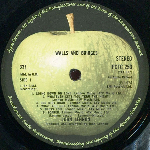 Image of Label Cover of 4624018E: LP - JOHN LENNON, Walls and Bridges (Apple; PCTC 253, UK 1974, Gimmick Sleeve, Inner & Booklet)   VG/VG