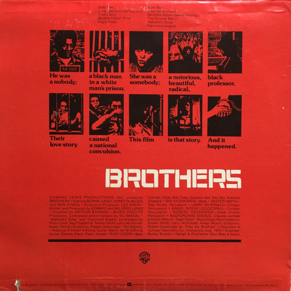 Image of Back Cover of LP - VG+/VG - TAJ MAHAL, Brothers (Warner Bros; BS 3024, US 1977), ,  - 4123336E