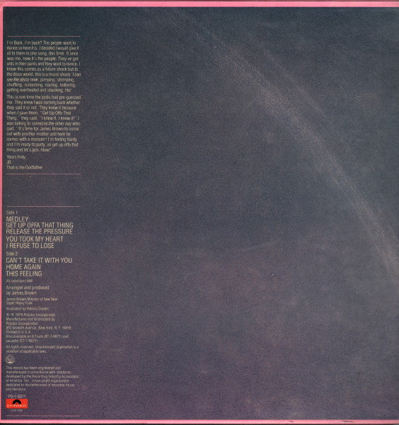 Image of Back Cover of LP - VG/VG - JAMES BROWN, Get Up Offa That Thing (Polydor Red Label; PD-1-6071, US 1976), Sleeve has crease, indentations, a little writing on front, permanent customer sticker on rear.,  - 3926175E
