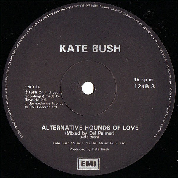 Image of Label Cover of 12" - VG+/VG - KATE BUSH, Hounds Of Love (EMI; 12KB3, UK 1985, Textured Sleeve), Hairlines,  - 2846265S