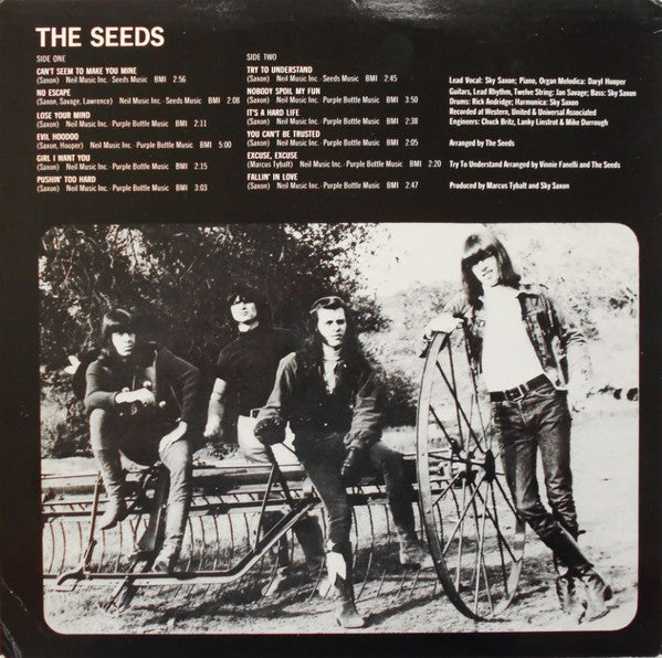 Image of Back Cover of 1924011E: LP - THE SEEDS, The Seeds (GNP Crescendo; GNP 2023, US Reissue, L-21827 feint in runouts) Dented corners, creases to sleeve. Light marks/scuffs to vinyl, nothing serious.  VG/VG