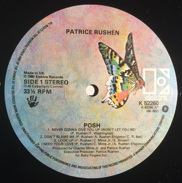 Image of Label Cover of LP - VG/VG - PATRICE RUSHEN, Posh (Elektra; K52260, UK 1980, Picture Sleeve, Inner), ,  - 2446212S