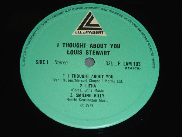 Image of Label Cover of LP - VG/VG - LOUIS STEWART WITH JOHN TAYLOR (2), SAM JONES, BILLY HIGGINS, I Thought About You (Lee Lambert; LAM 103, UK 1979), ,  - 1926036E