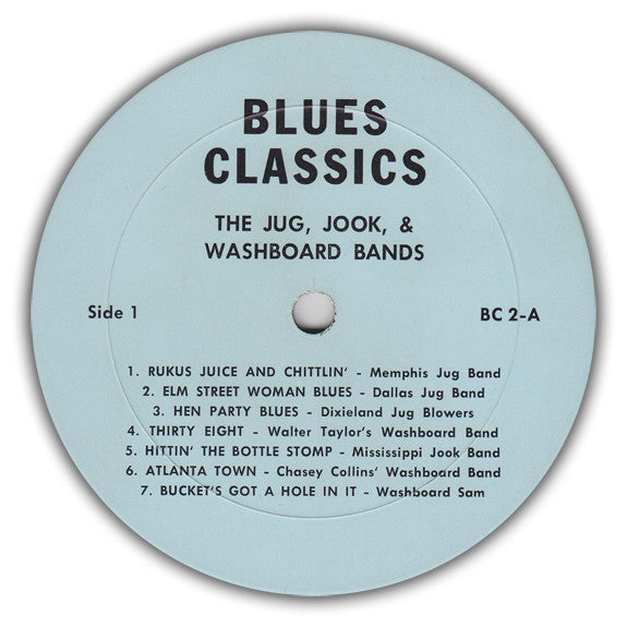 Image of Label Cover of LP - VG/VG+ - VARIOUS, Blues Classics By The Jug, Jook And Washboard Bands (Blues Classics; BC-2, US Reissue, Arhoolie Sleeve), ,  - 3516252C