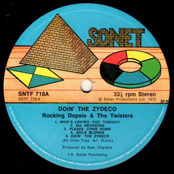 Image of Label Cover of LP - VG/VG+ - ROCKIN' DOPSIE & THE TWISTERS, Doin' The Zydeco (Sonet; SNTF 718, UK 1976, Laminated Sleeve), Some wear and splits at corners and edges of sleeve; laminate lift. Some mottling on reverse,  - 2516375C
