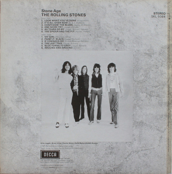 Image of Back Cover of 0615438C: LP - THE ROLLING STONES, Stone Age (Decca Blue Boxed; SKL5084, UK 1971, Laminated Sleeve, JT in Runouts) All round Strong VG, A few hairlines  VG/VG
