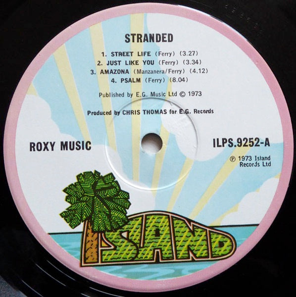 Image of Label Cover of LP - G+/G+ - ROXY MUSIC, Stranded (Island Pink Rim; ILPS 9252, UK 1973, Laminated Gatefold Sleeve), Rip in one bottom corner, edge wear. Inner ripped. ,  - 2026331E