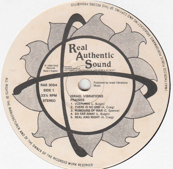 Image of Label Cover of LP - VG+/VG - ISRAEL VIBRATION, Praises (RAS; RAS3054, UK 1990), Strong VG, only a few light hairlines,  - 2526453E