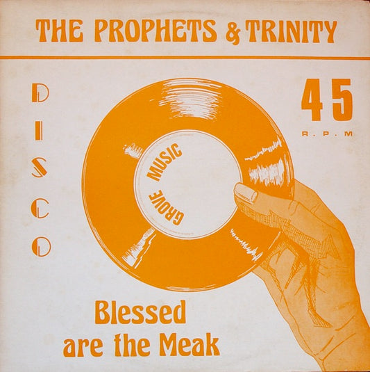 Image of Front Cover of 12" - VG/G+ - THE PROPHETS & TRINITY / TOMMY MCCOOK, Blessed Are The Meak / Stepping High (Grove Music; GMDM4, UK 1978, Picture Sleeve), Light lines, plays fine. Sleeve is stained but intact, looks ok.,  - 2916253C