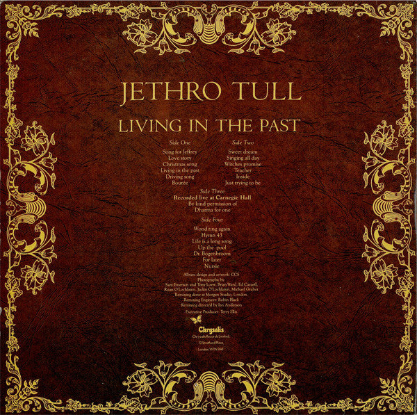 Image of Back Cover of 2xLP - VG+/VG+ - JETHRO TULL, Living in the Past (Chrysalis Blue/White; CJT1, UK 1970s Reissue, Gatefold, No Booklet), ,  - 0946249S
