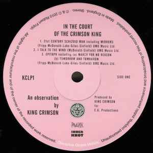 Image of Label Cover of LP - NEW/NEW - KING CRIMSON, In The Court of the Crimson King - An Observation By King Crimson (Discipline Global Mobile; KCLP1, UK 2010 Reissue, Gatefold, 200 Gram Vinyl, Original 1969 Stereo Mixes), , The group's definitive album, and one of the most daring debut albums ever recorded by anybody. At the time, it blew all of the progressive/psychedelic competition (the Moody Blues, the Nice, etc.) out of the running, although it was almost too good for the band's own good   it took K