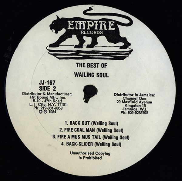 WAILING SOULS, Best Of (Empire; JJ167, US 1984) LP VG/G+