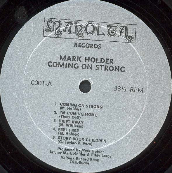 Image of Label Cover of LP - VG+/VG - MARK HOLDER, Coming On Strong (Maholta Records; 0001, Trinidad 1974), A couple of bumped corners and a handful of light hairlines only.,  - 2926006E