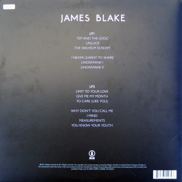Image of Back Cover of 2xLP - NEW/NEW - JAMES BLAKE, James Blake (Atlas; ATLAS02LP, UK 2011, Gatefold, Inners), ,  - 3036050E