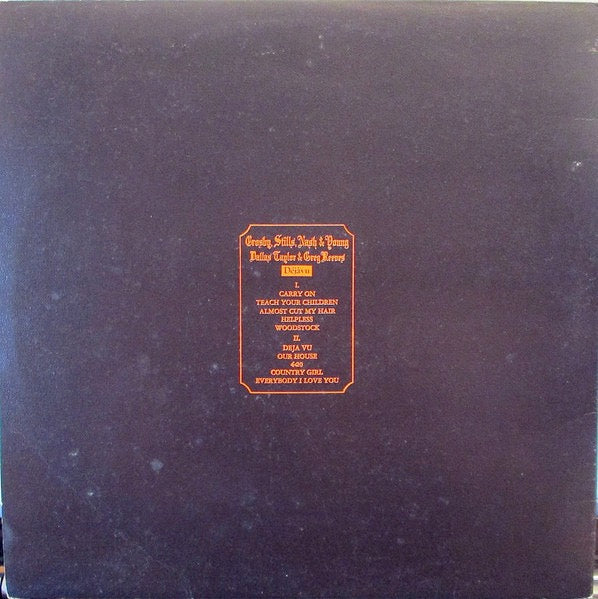 Image of Back Cover of LP - VG/VG - CROSBY, STILLS, NASH & YOUNG, Deja Vu (Atlantic Orange & Green (No W Logo); K50001, UK 1972 Reissue, Gatefold Textured Sleeve), Light marks only,  - 3716090C