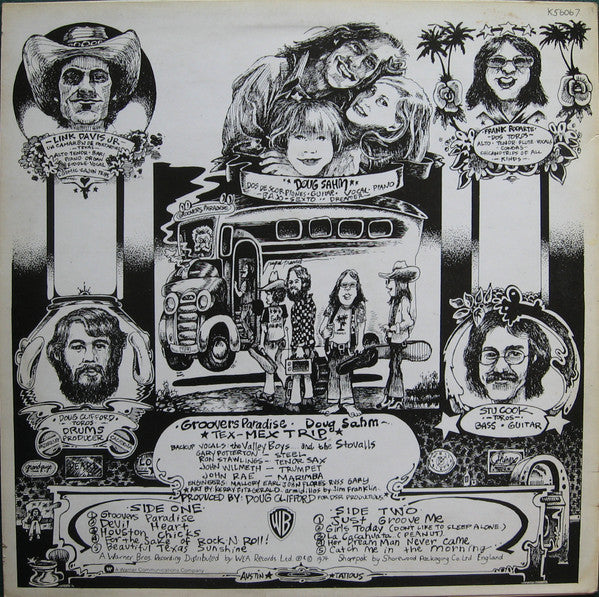 Image of Back Cover of 4815286C: LP - DOUG SAHM, Groovers Paradise (WB Burbank; K56067, UK 1974)   VG/VG+