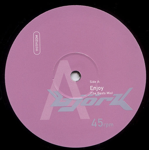 Image of Label Cover of 12" - VG/VG+ - BJORK, Enjoy (The Beats Mix)/ Possibly Maybe (Lucy Mix) (One Little Indian; 193TP12DM, UK 1996, Picture Sleeve, UK Edition Of 1000, Numbered), No. 0018. Edge & ring wear,  - 3746416S