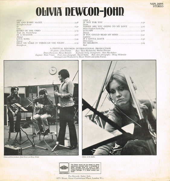 Image of Back Cover of 1615295C: LP - OLIVIA NEWTON-JOHN, Olivia Newton-John (PYE International; NSPL.28155, UK 1971, Translucent When Held To Light) The odd very light mark.  VG+/VG+