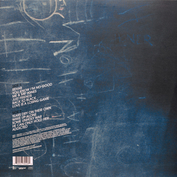 Image of Back Cover of LP - NEW/NEW - AMY WINEHOUSE, Back To Black (Universal Records; 1734128, Europe 2023, Inner, 180 Gram Vinyl), , Winehouse was inspired by girl group soul of the '60s, and fortunately Mark Ronson and Salaam Remi are two of the most facile and organic R&B producers active. As before, Winehouse writes all of the songs from her experiences, most of which involve the occasionally riotous and often bittersweet vagaries of love. Also in similar fashion to "Frank", her eye for details and her