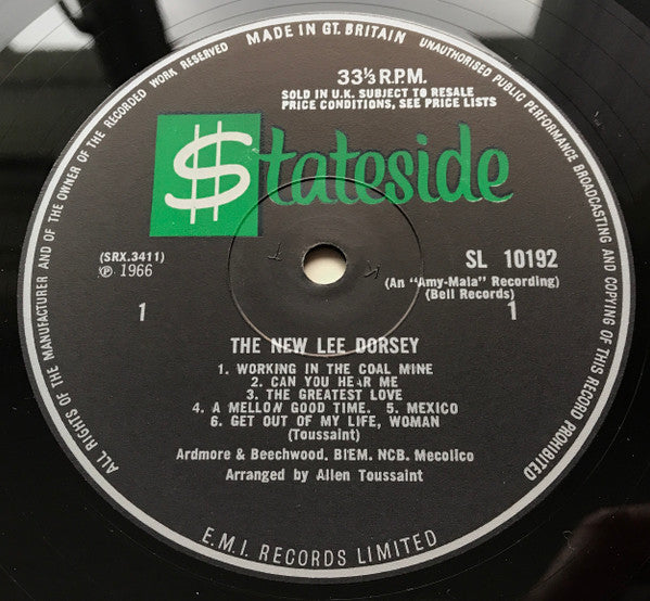 Image of Label Cover of LP - VG/G+ - THE NEW LEE DORSEY, Working In The Coal Mine (Stateside; SL 10192, UK (US Sleeve) 1966, Mono), Marks on either side of the record. Sleeve is creased slightly.,  - 3946434S