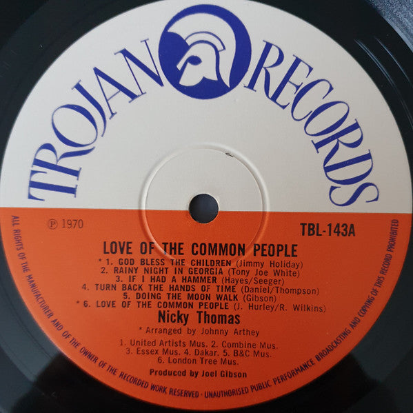 Image of Label Cover of LP - VG/VG+ - NICKY THOMAS, Love of the Common People (Trojan Records; TBL 143, UK 1970), ,  - 2846224S