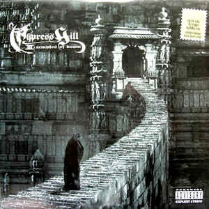 Image of Front Cover of 3xLP - G+/G+ - CYPRESS HILL, III - Temples Of Boom (Columbia; 478127 0, Europe 1995, Triple Gatefold, Inners, Limited edition including disc 3, etched one side and DJ Muggs' Buddha Mix on the other.), Discs all have scuffs and marks, but actual scratches are only hairlines, sounds VG. Sleeve and inners have general wear and creasing, sticker marks, and pen on centre labels.,  - 3726251E