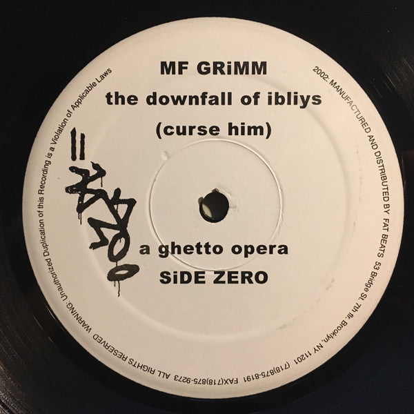 Image of Label Cover of 2xLP - VG/VG+ - MF GRIMM, Downfall Of Ibliys - A Ghetto Opera (Metal Face; MF002, US 2002), Some light edge wear and creased corner on sleeve, otherwise nice shape. Nice clean discs.,  - 0946092S