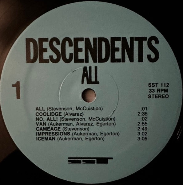 Image of Label Cover of LP - NEW/NEW - DESCENDENTS, All (SST Records; SST 112, US 2000s Reissue), ,  - 1316466C