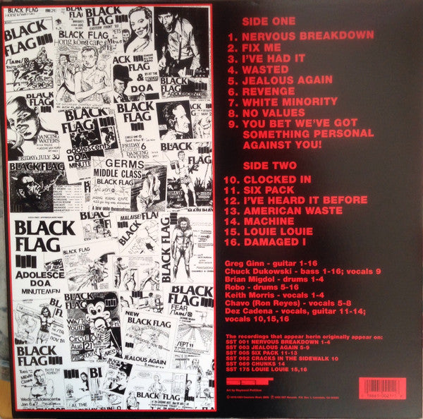 Image of Back Cover of LP - NEW/NEW - BLACK FLAG, The First Four Years (SST; SST021, US 2000s Reissue), ,  - 2716194E