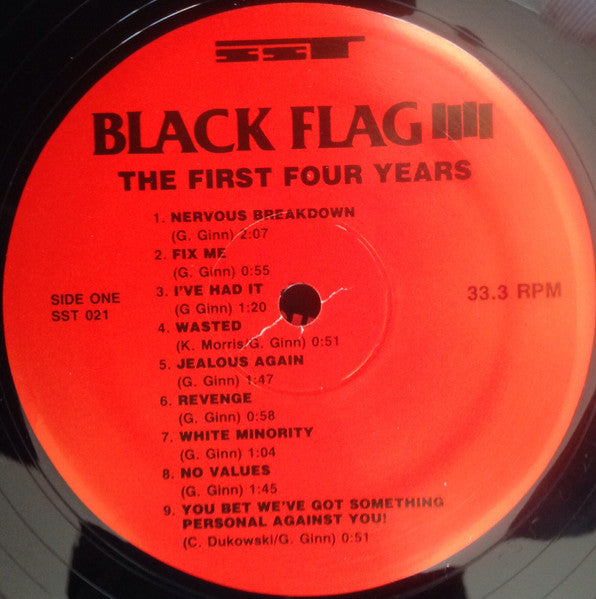 Image of Label Cover of LP - NEW/NEW - BLACK FLAG, The First Four Years (SST; SST021, US 2000s Reissue), ,  - 2716194E
