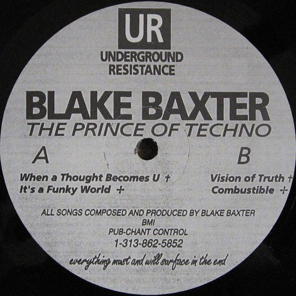 Image of Front Cover of 12" - /VG - BLAKE BAXTER, Prince Of Techno EP (Underground Resistance; UR006, US 1991), one or two faint scuffs - still VG,  - 2846134S