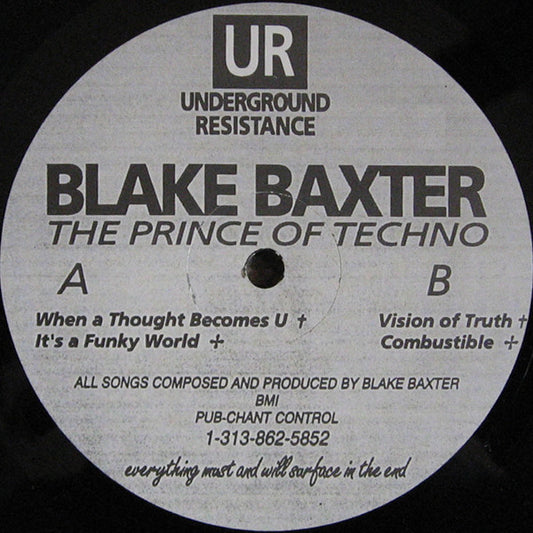 Image of Front Cover of 12" - /VG - BLAKE BAXTER, Prince Of Techno EP (Underground Resistance; UR006, US 1991), one or two faint scuffs - still VG,  - 2846134S