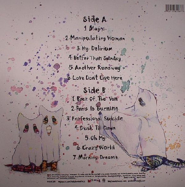 Image of Back Cover of LP - VG+/G+ - LADYHAWKE, Ladyhawke (Modular; MODVL104, UK 2008, Gatefold, Booklet), Clean sleeve with promo sticker over barcode. Disc has light marks and hairlines only. ,  - 0816466C