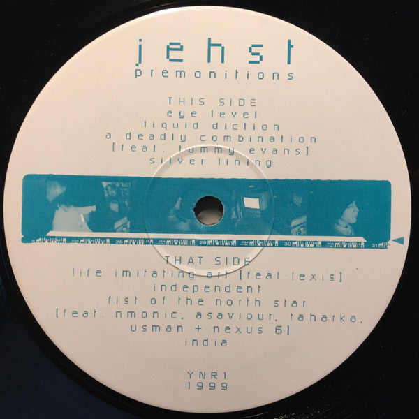 Image of Front Cover of 12" EP - /VG - JEHST, Premonitions E.P. (YNR Productions; YNR001, UK 1999, Plain Sleeve), Several light hairlines. , A1 - Eye LevelA2 - Liquid DictionA3 - A Deadly CombinationA4 - Silver Lining	B1 - Life Imitating ArtB2 - IndependentB3 - Fist of the North StarB4 - India - 4226178E
