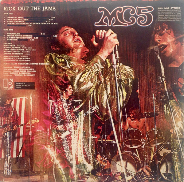 Image of Back Cover of LP - VG/VG - MC5, Kick Out the Jams (Elektra Orange & Silver; EKS74042, UK 1969, Gatefold, Stereo - Censored Edit, Uncensored "MOTHERFU***R" inside gatefold), Strong VG Throughout, Small Sticker Damage To Sleeve,  - 1226251E