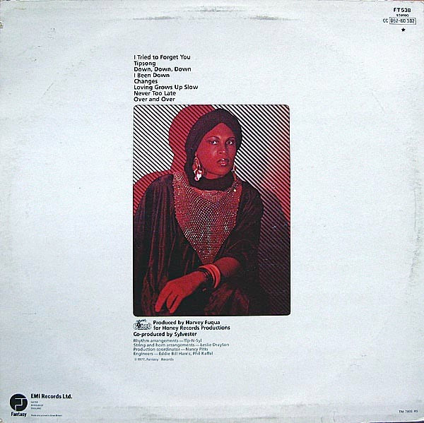 Image of Back Cover of LP - VG/VG+ - SYLVESTER, Sylvester (Fantasy; FT 538, UK 1977, Picture Sleeve), ,  - 3046332S