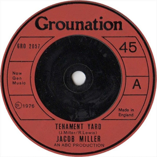 Image of Front Cover of 7" - /G+ - JACOB MILLER, Tenement Yard (Grounation; GRO 2057, UK 1976, Plain Sleeve, Solid Centre), Lots of light lines, plays solid VG. Clean labels, plain sleeve.,  - 3116414C