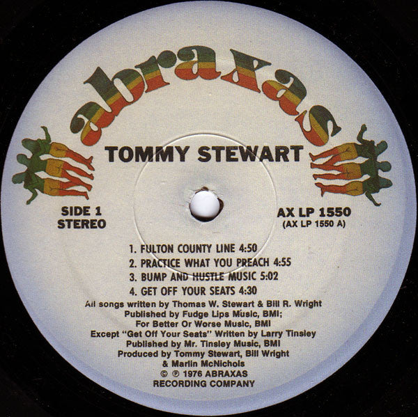 Image of Label Cover of LP - VG/VG - TOMMY STEWART, Tommy Stewart (Abraxas; AX LP 1550, US 1976, Picture Sleeve), Side 1 is VG with a few light hairlines, Side 2 is VG+. Sleeve has ringwear and a couple of creases.,  - 3326086E
