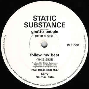 Image of Front Cover of 12" - /VG - STATIC SUBSTANCE, Ghetto People / Follow My Beat (Impact; IMP008, UK 1992, Card Sleeve), ,  - 2116067C