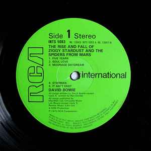 Image of Label Cover of LP - VG/VG - DAVID BOWIE, The Rise And Fall Of Ziggy Stardust And The Spiders From Mars (RCA International Green; INTS 5063, UK 1980 Reissue, Gem Production, Mainman), ,  - 2316096C
