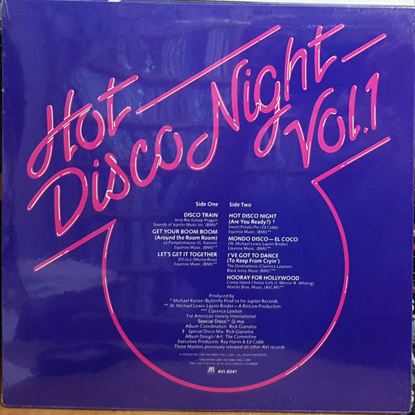 Image of Back Cover of 0526019E: LP - VARIOUS, Hot Disco Night Vol. 1 (AVI; AVI-6041, US 1978)   G+/VG