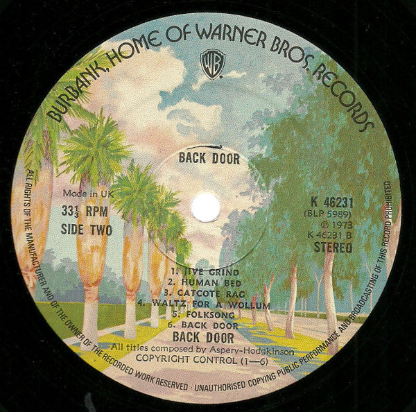 Image of Label Cover of LP - VG+/VG - BACK DOOR, Back Door (WB Burbank; K46231, UK 1973 Reissue, Gatefold), ,  - 3426114E