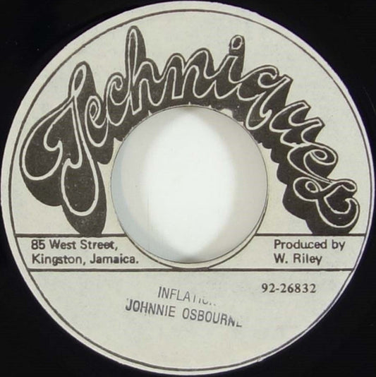 Image of Front Cover of 7" - /VG - JOHNNY OSBOURNE, Inflation (Techiques; , Jamaica 1970s), Large writing on label in marker pen,  - 2316493C
