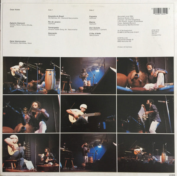 Image of Back Cover of LP - VG+/VG - EGBERTO GISMONTI / NANA VASCONCELOS, Duas Vozes (ECM; ECM 1279, Germany 1985), Strong VG to disc.,  - 2516493C