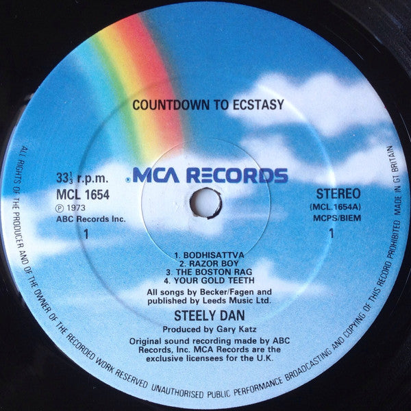 Image of Label Cover of LP - VG/VG - STEELY DAN, Countdown To Ecstasy (MCA Blue Rainbow; MCL 1654, UK 1982 Reissue), ,  - 4016070C