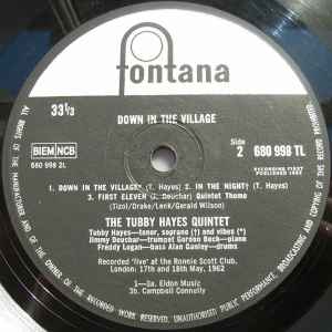 Image of Back Cover of LP - VG+/VG+ - TUBBY HAYES QUINTET, Down In The Village (Fontana; 680 998 TL, UK 1963, Laminated Flipback Sleeve, Mono), Very Strong VG+, Name Written On Rear Sleeve Otherwise Lovely Copy,  - 3426082E