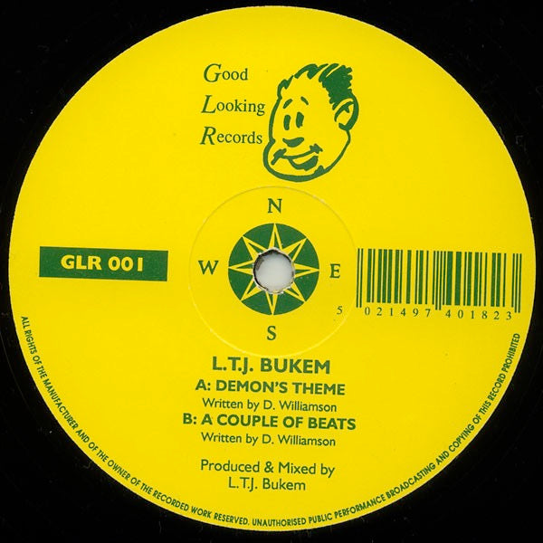 Image of Front Cover of 12"  - /VG - LTJ BUKEM, Demon's Theme / A Couple Of Beats (Good Looking; GLR 001, UK 1992, Plain Sleeve), Light Hairlines,  - 2446135S