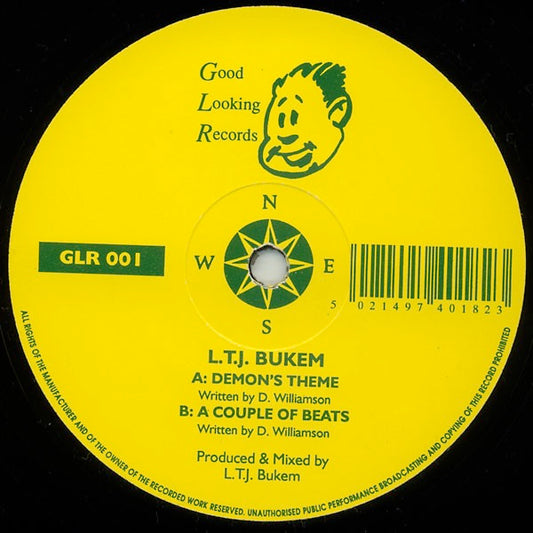 Image of Front Cover of 12"  - /VG - LTJ BUKEM, Demon's Theme / A Couple Of Beats (Good Looking; GLR 001, UK 1992, Plain Sleeve), Light Hairlines,  - 2446135S